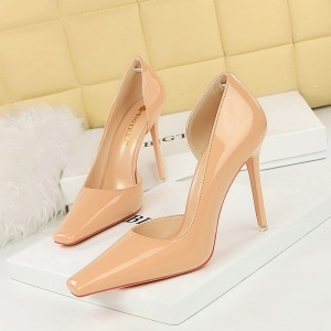 3287-1 European and American style minimalist slim heel super high heels women's shoes with glossy patent leather s