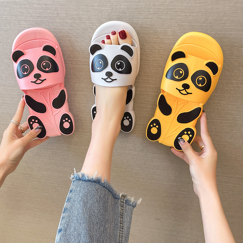 Panda Parent-Child Slippers Women's Summer New Pier Cute Children's Sandals Non-Slip Home Shoes Cartoon Cyber Celebrant Beach Shoes
