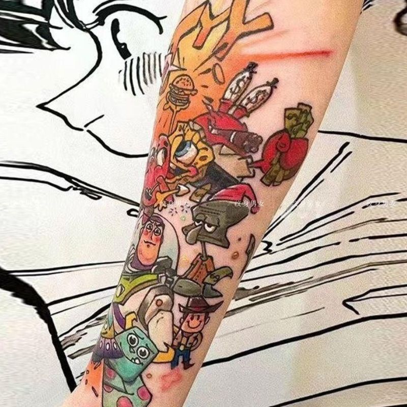 Flower Arm Cartoon Oldschool Tattoo Sticker Waterproof and Long-Lasting for Men and Women Cute American Retro Washable Flower Arm Cartoon Oldschool Tattoo Sticker Waterproof and Long-Lasting for Men and Women Cute American Retro Washable