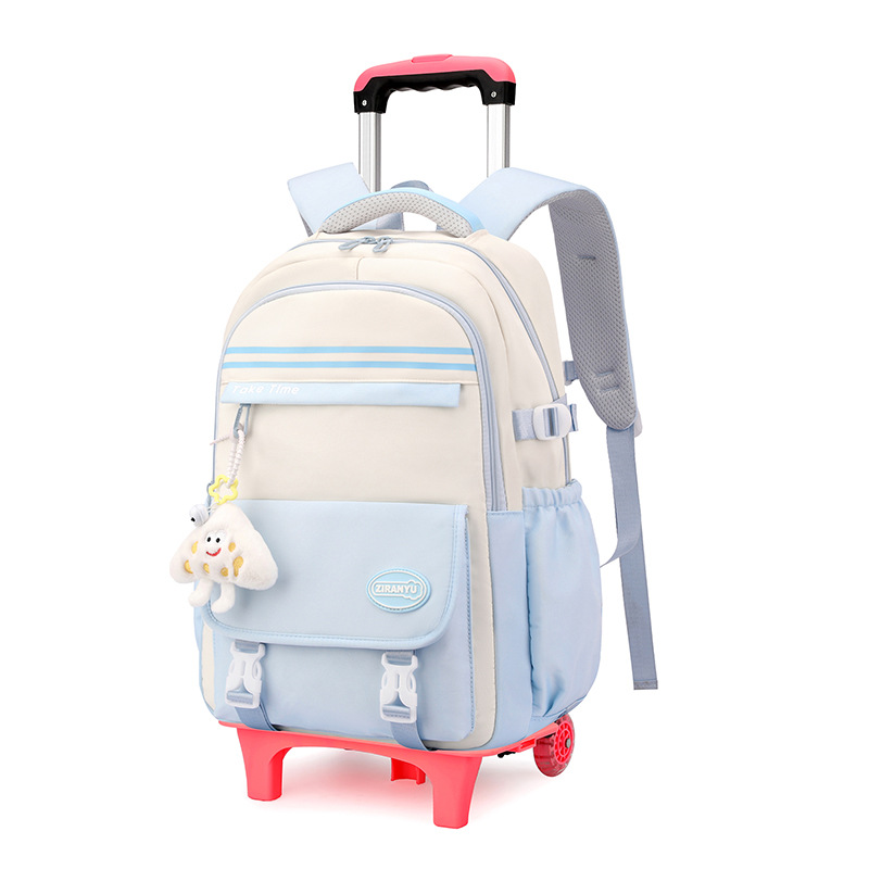 Pescado natural estilo coreano estudiantes de grado 3 - 6 bolsas escolares de varilla de tracción, bolsas escolares de moda ligeras de gran capacidad de estudiantes de secundaria