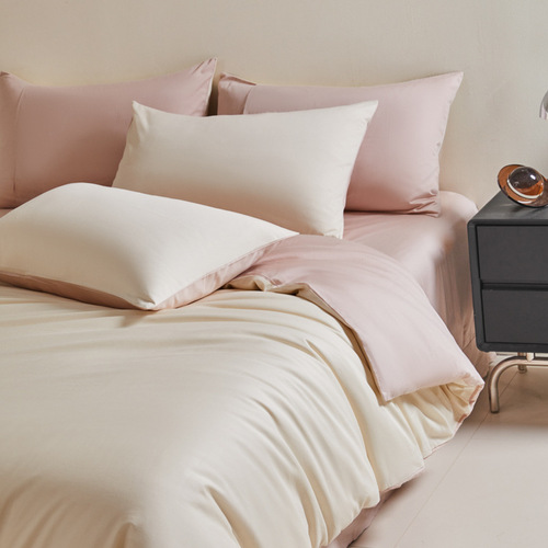Solid color 100-count satin long-staple cotton four-piece set pure cotton bed sheet duvet cover bed sheet three-piece set 4