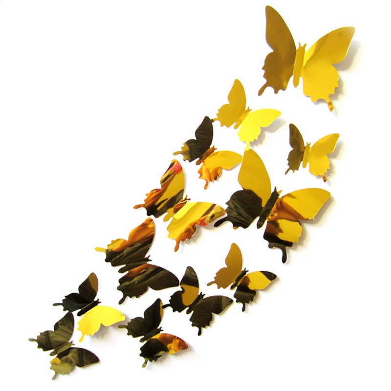 AliExpress Amazon 12 3D Mirror Butterflies PET Mirror 3D Butterflies Bedroom Living Room Wall Sticker Decoration
