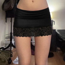 跨境下摆拼接蕾丝包臀裙女薄款裙子内衬纯色防透半身裙内搭打底裙