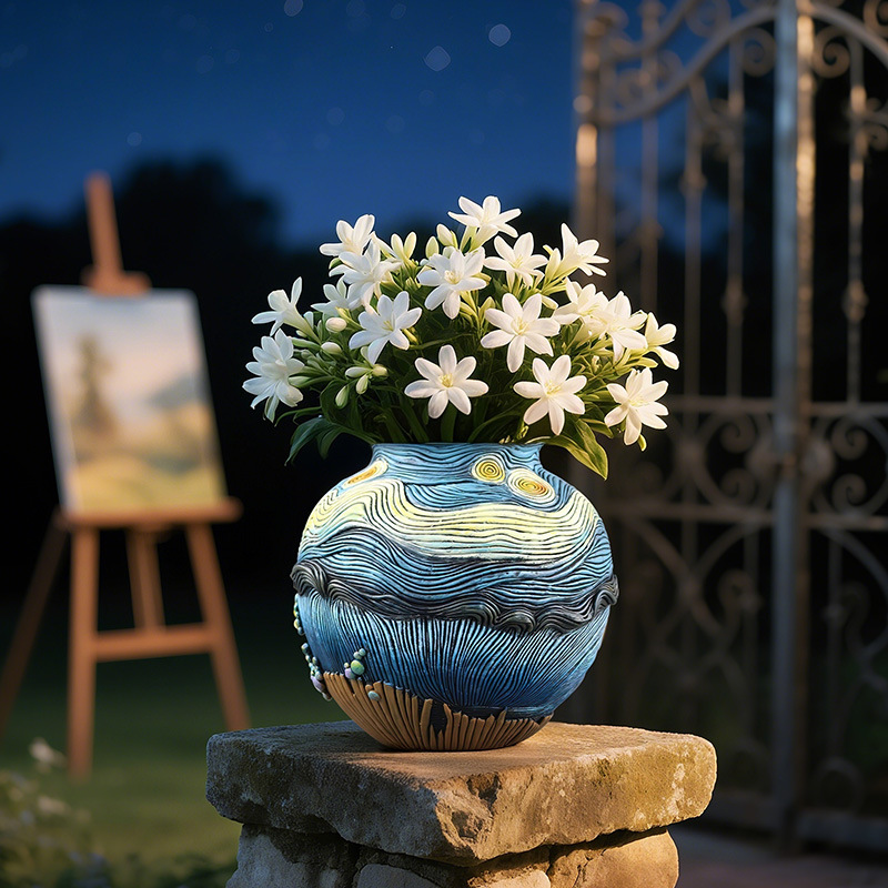  Explosions Van Gogh Art Inspiration Starry Night Flower Pot Home Living Room Desktop Entrance Flower Arrange Handmade Decorations