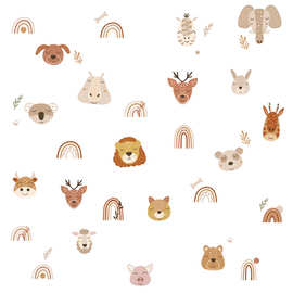 新款卡通动物彩虹跨境墙贴儿童房幼儿园墙壁装饰贴纸PVC ZC322001