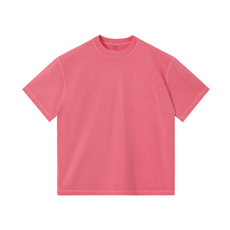 350G ropa de hombre lavado con agua viejo desgaste chaqueta blanca marca pesada camiseta de algodón camiseta de manga corta conjunto personalizado