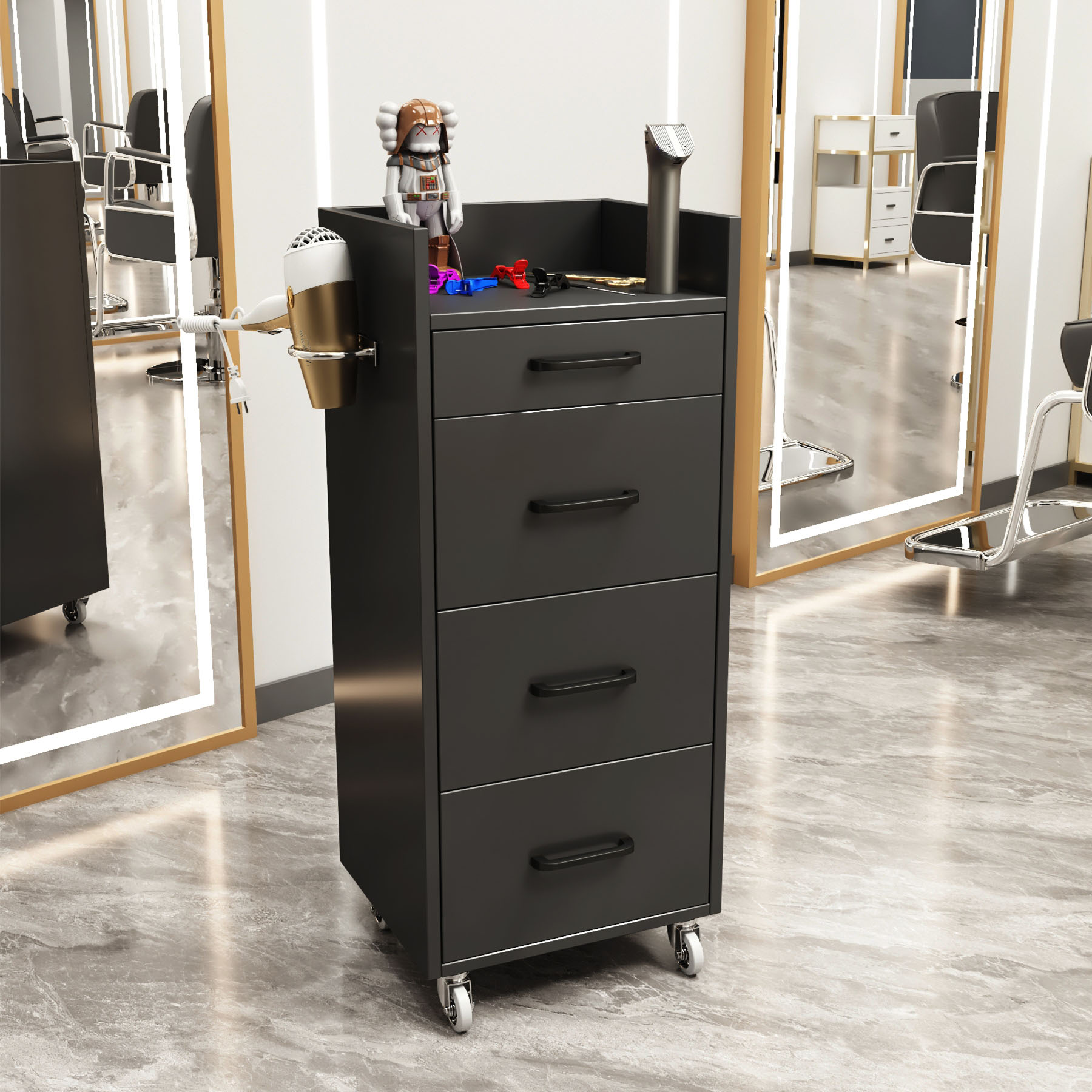 Nuevo gabinete de herramientas de peluquería de alta calidad gabinete de salón de peluquería carro móvil sin instalación móvil gabinete de herramientas de almacenamiento de madera sólida