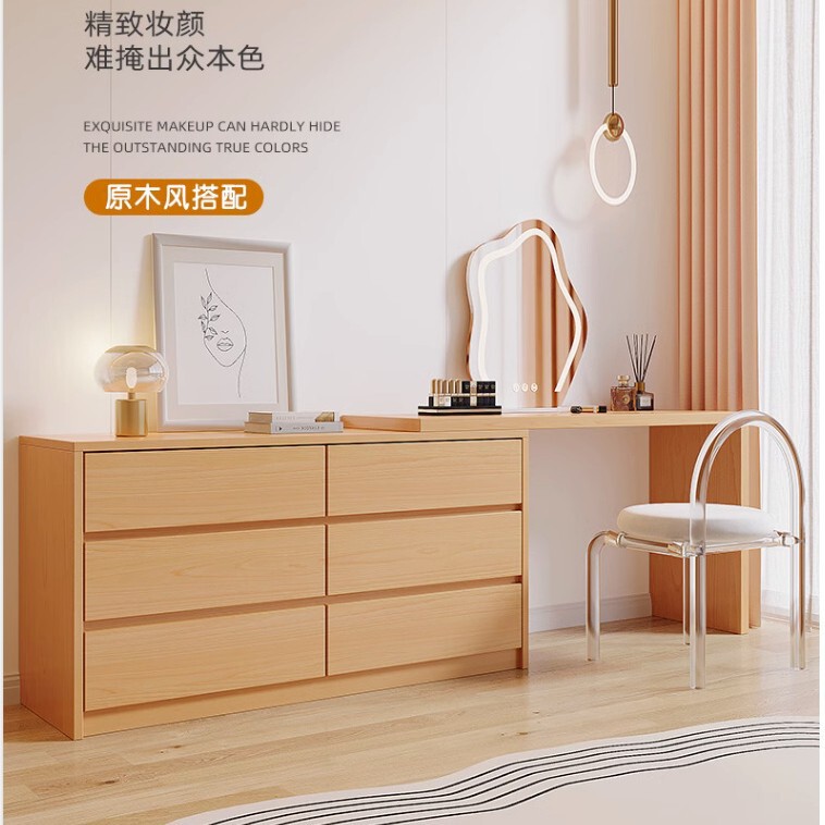 Dressing Table Bedroom Modern Simple Internet Famous Light Luxury Bucket Cabinet Integrated Small Apartment Log Style Master Bedroom Makeup Table Desk