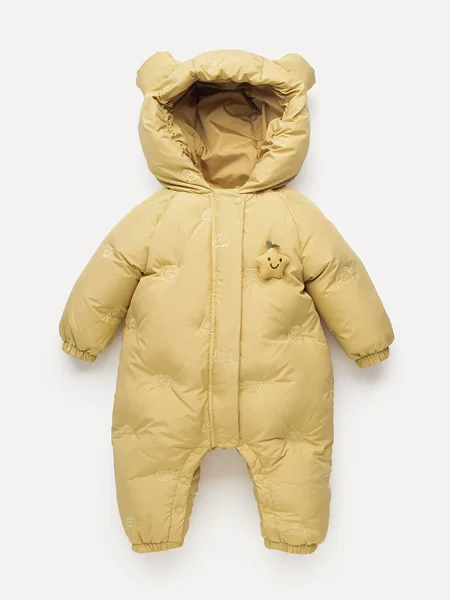 New Winter Baby down Jacket, Baby Jumpsuit, Thickeneded Outing Clothing, Infant Hooded Bodysuit, Romper