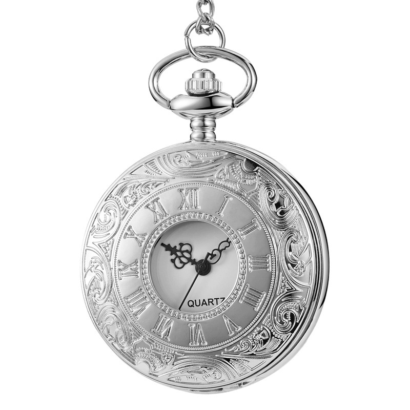 Quartz Pocket Watch Wholesale Pastoral Style Vintage Roman Hollow Pocket Watch Men's and Women's Clothing Accessories Quartz Watch