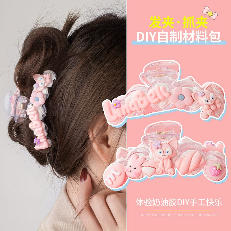 Клей-крем для ручной работы, заколки для волос в виде акулы, мультяшного медведя, аксессуары для девочек, заколки для челки, конфетные цвета, оптом