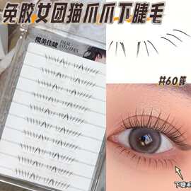 女团猫爪爪下睫毛免胶假睫毛纤长柔软舒适新手轻松上手不规则睫毛