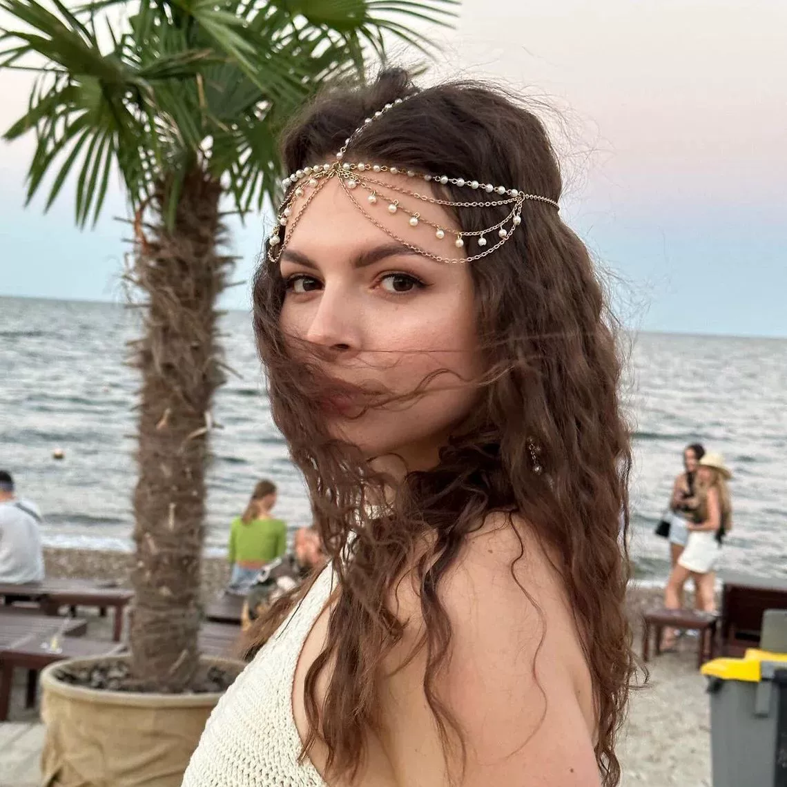 Ювелирные изделия в богемном стиле, жемчужная подвеска с кисточками, головные уборы, аксессуары для волос, модная металлическая цепочка на лоб в свадебном стиле