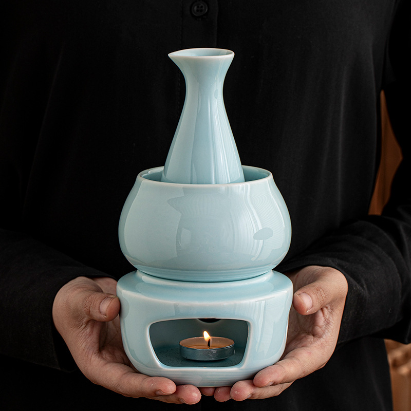 家用陶瓷白酒烈酒黄酒加热温酒器分酒器家用烫酒炉古风酒具热酒器