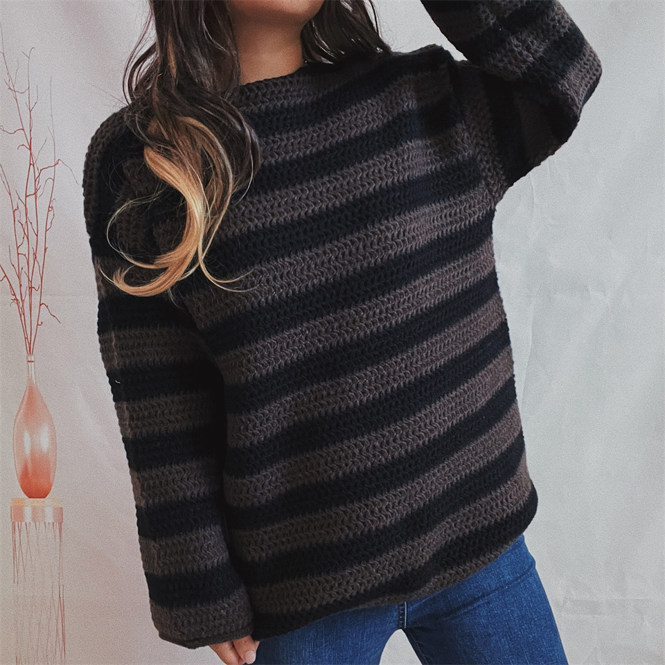 Women's Sweater Long Sleeve Sweaters & Cardigans Simple Style Stripe display picture 14