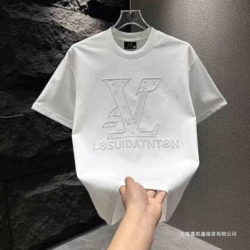 Affordable alternative to LV, light luxury exquisite embroidered short-sleeve T-shirt, trendy brand round-neck short-sleeve, new summer casual versatile T-shirt Affordable alternative to LV, light luxury exquisite embroidered short-sleeve T-shirt, trendy brand round-neck short-sleeve, new summer casual versatile T-shirt