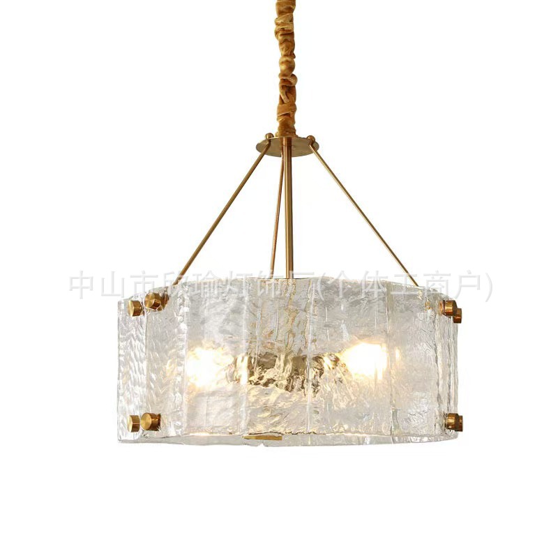 Sala de estar de vidrio italiano, comedor ligero, iluminación moderna simple, dormitorio, lámpara de vidrio italiano, candelabro, posmoderno americano