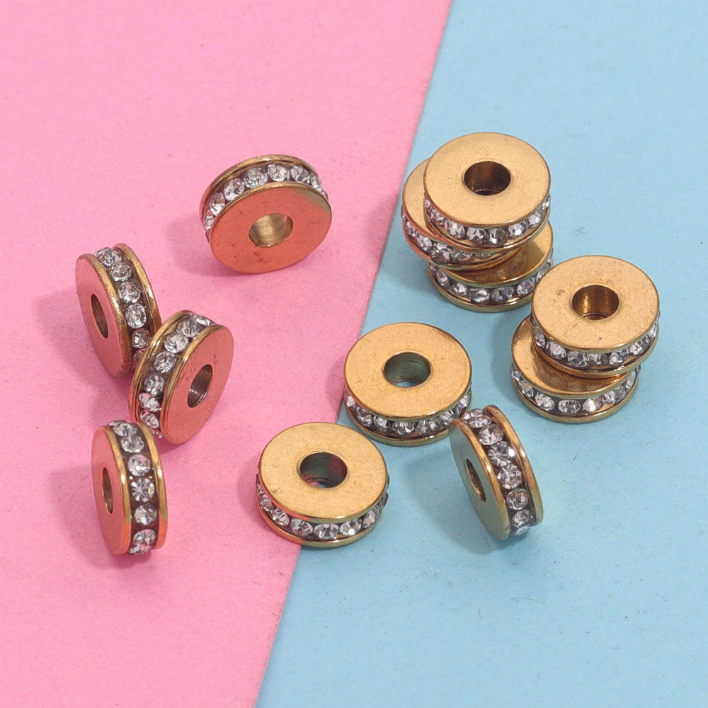 10 PCS/Package Diameter 7 Mm Diameter 9mm Hole 2~2.9mm Stainless Steel Zircon Round Polished Spacer Bars display picture 2