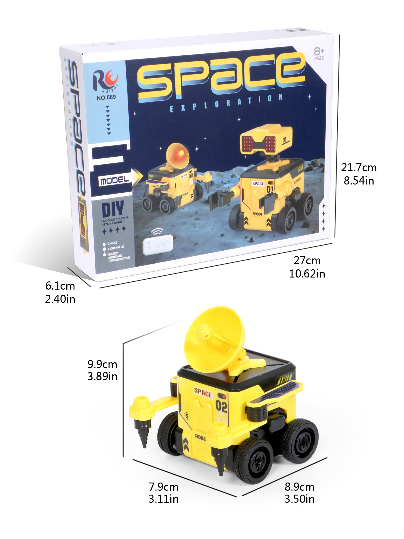669 2-in-1 DIY 원격 제어 조립 우주 탐사 로봇