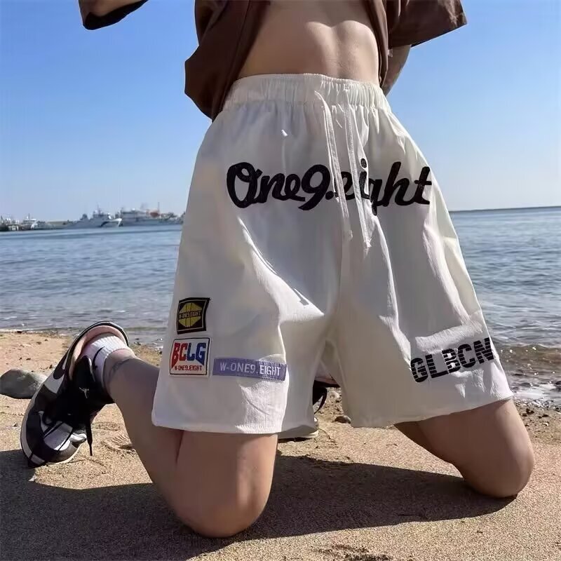American Retro Baseball Shorts Men's Summer Trendy Beach Casual Sports Basketball Mid-Length Shorts