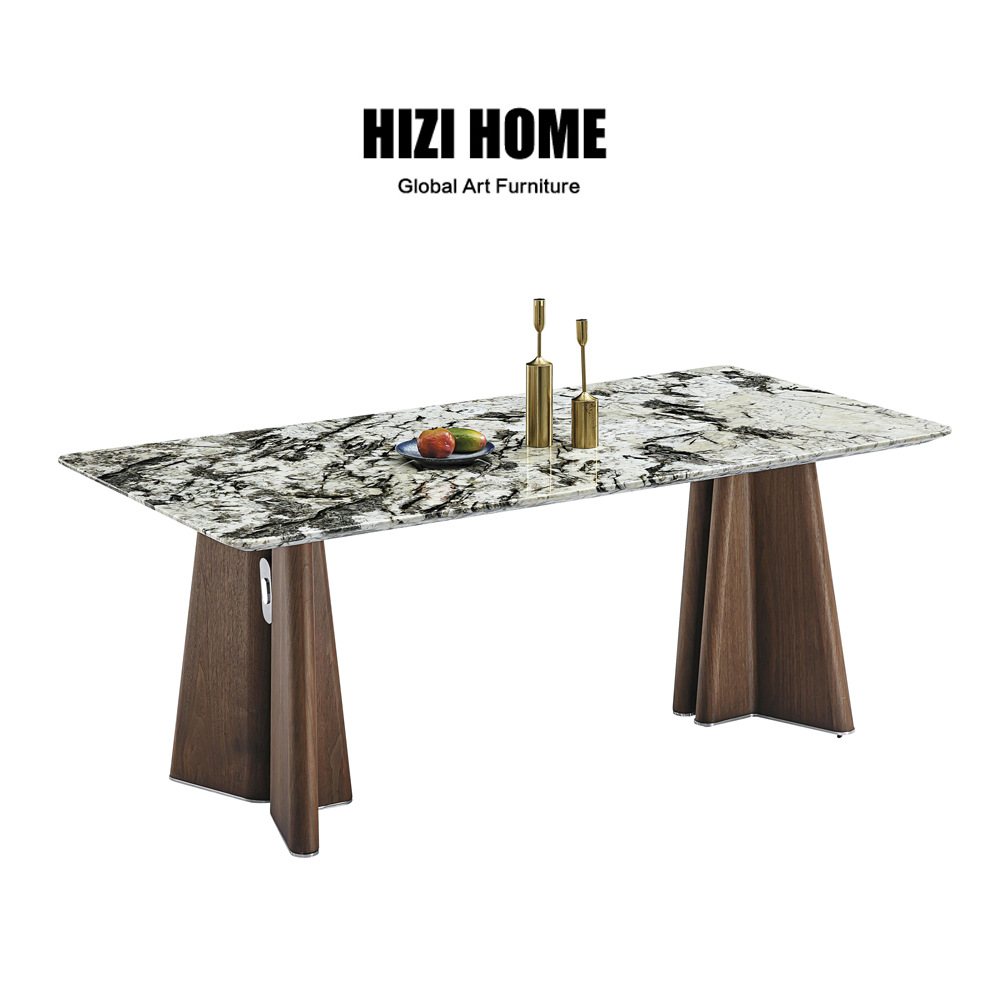 Natural Luxury Stone Dining Table Snow Mountain Flying Fox Restaurant Dining Table Italian High-End Living Room Home High-End Villa Designer Model