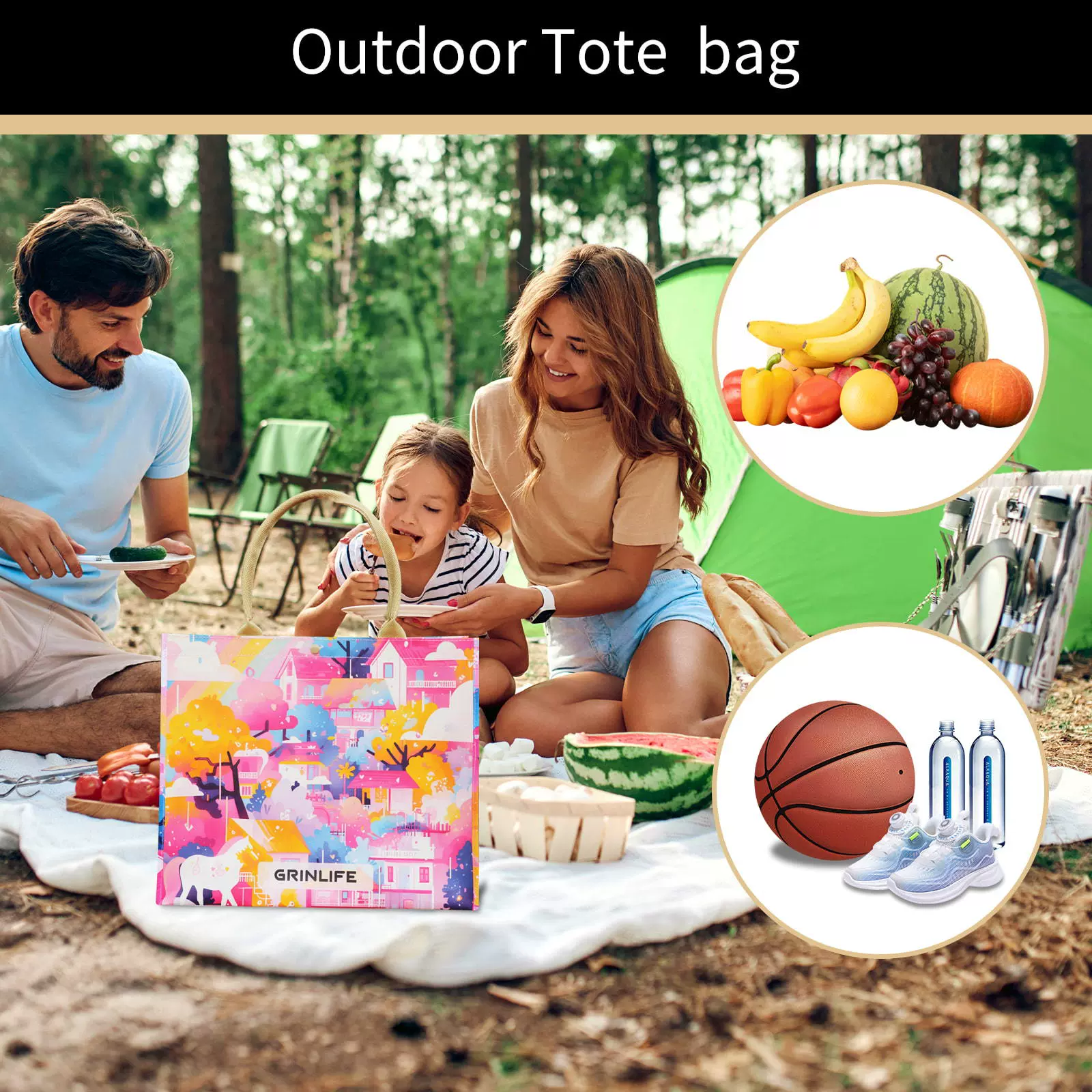 新款现货环保手提袋印花防水沙滩出行大容量购物袋单肩包托特包