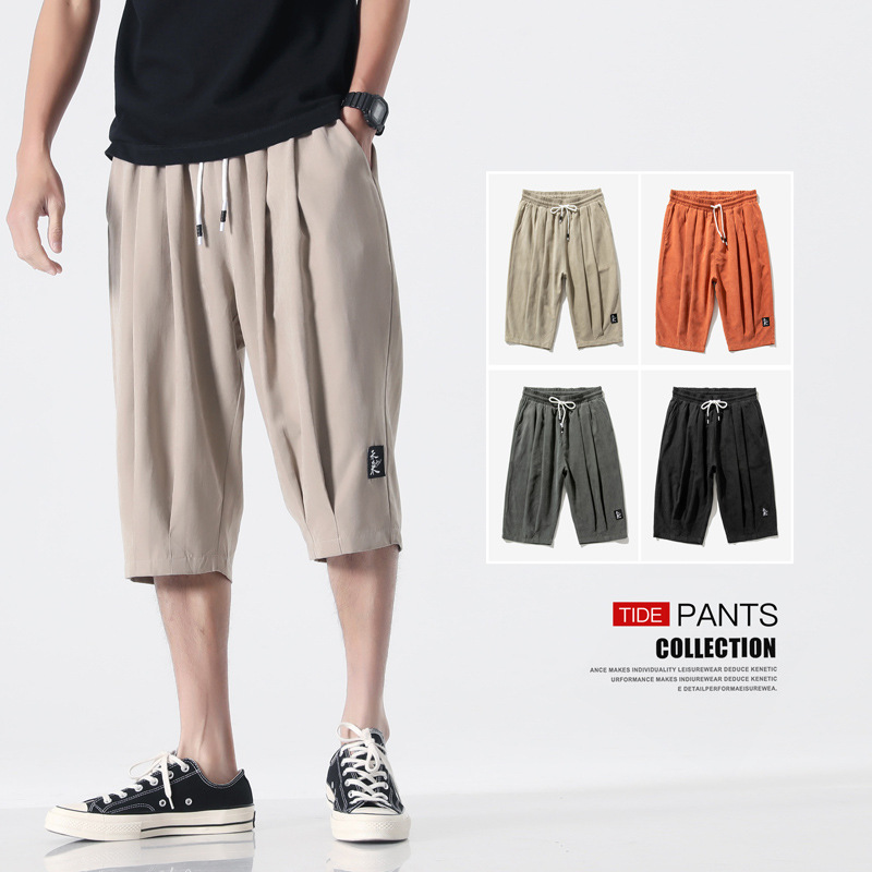 Shorts men's summer thin casual pants Korean ins cropped pants fat plus size plus size sports cropped pants men
