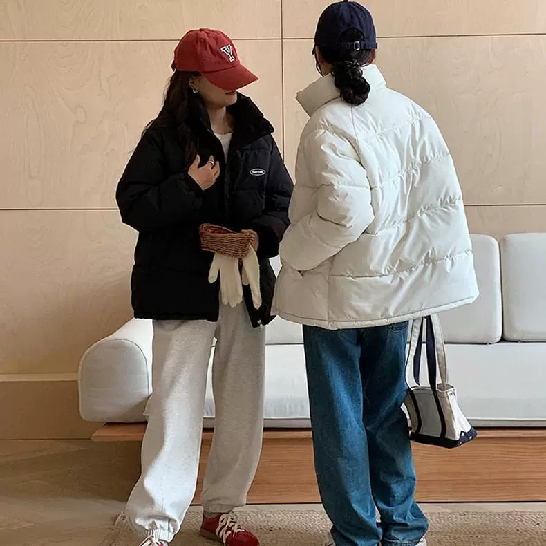 小个子立领休闲外套棉袄外套潮牛角扣短款棉服女韩系学院风宽松加