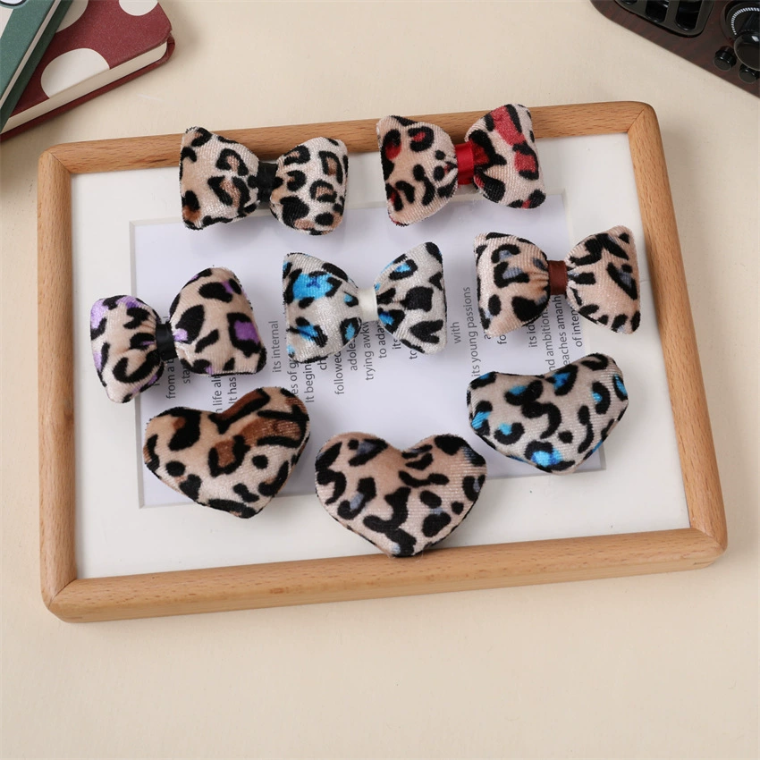 Золотая бархатная ткань леопардовый лук с персиковым сердцем ювелирные аксессуары