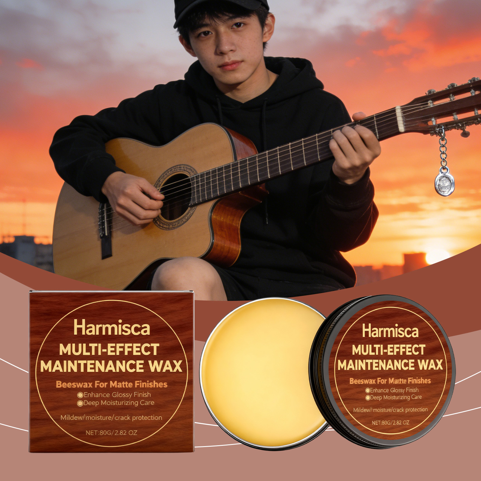 Harmisca 吉他保养蜂蜡 多效乐器保养增亮保湿防护通用吉他清洁