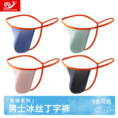 網將男士低腰性感三角褲男內褲透氣冰絲U凸顯大碼高叉丁字褲衩男