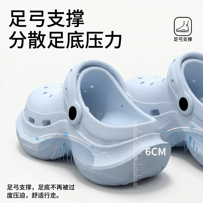 Arch Support Perforated Shoes for Women 2026 New Summer Outdoor Anti-Odor Thick-Soled Height-Increasing Slippers with a Soft Feel and Closed Toe Arch Support Perforated Shoes for Women 2026 New Summer Outdoor Anti-Odor Thick-Soled Height-Increasing Slippers with a Soft Feel and Closed Toe