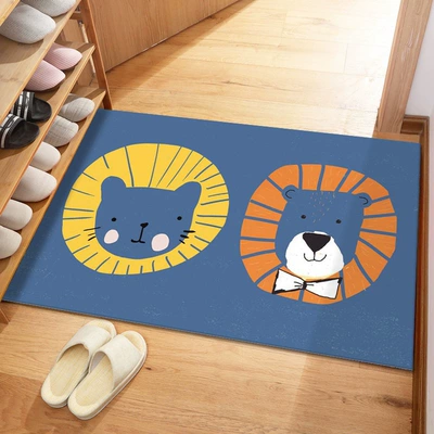 Avtomobil döşəmə paspasları — Cartoon Door Mat for - crystal-velvet-cartoon-entrance-door-mat-lion-and-cat-4060cm