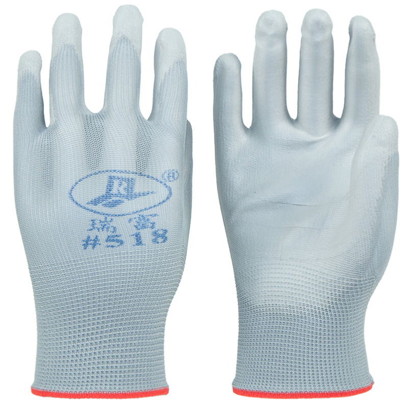 Ruifu # 508 guantes PU blancos recubiertos con recubrimiento antideslizante antiestático sin polvo delgados y transpirables y resistentes al desgaste Protección laboral