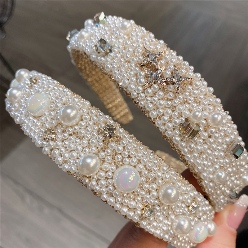 Daily, Party Occasion Imitation Pearl Material Star, Water Droplets, Solid Color Pattern Women's Sweet Star Water Droplets Solid Color Imitation Pearl Hair Band