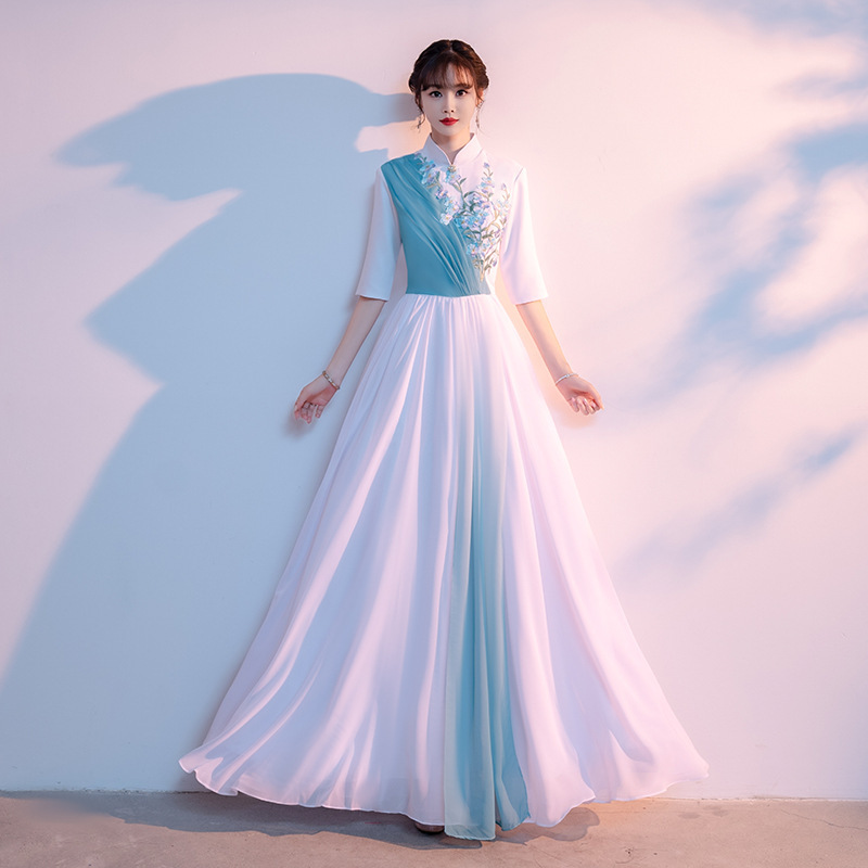 Modern Chorus Costume Female Temperament Stage Elegant Long Dress Opening Dance Performance Costume Conductor Evening Dress