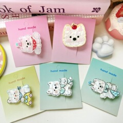 新商品のアクリル西高地の子犬のヘアピンは甘くて可愛いです。
