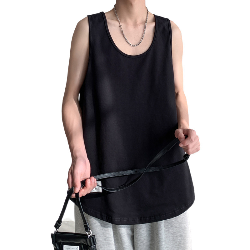 Camiseta de moda casual suelta 2024 verano chaleco de estudiantes de estilo de Hong Kong algodón sin mangas marca de moda ropa al aire libre para hombres