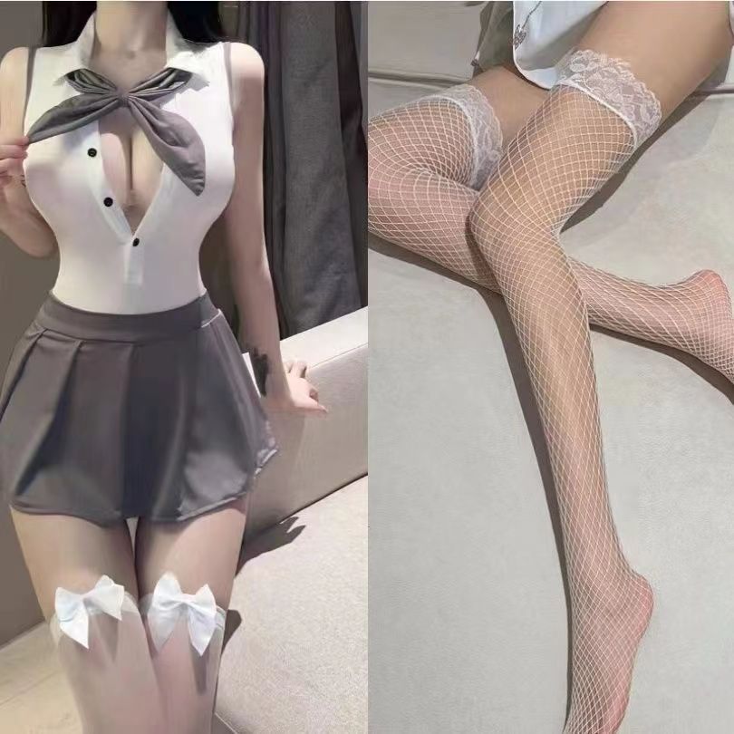 Lencería sexy ultra corto backless puro deseo compañero estudiante uniforme tentación juego de rol traje entrega al por mayor