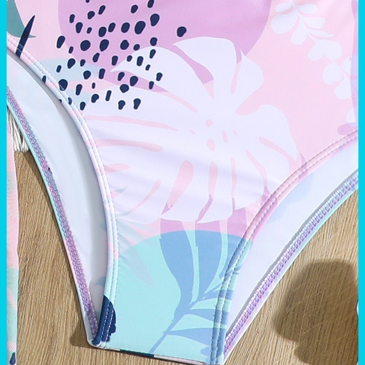 Dreiteiliger Kinder-Badeanzug mit Print, Bikini-Cover-Up von Huludao für Mädchen im Alter von 3-7 Jahren_voghion.com