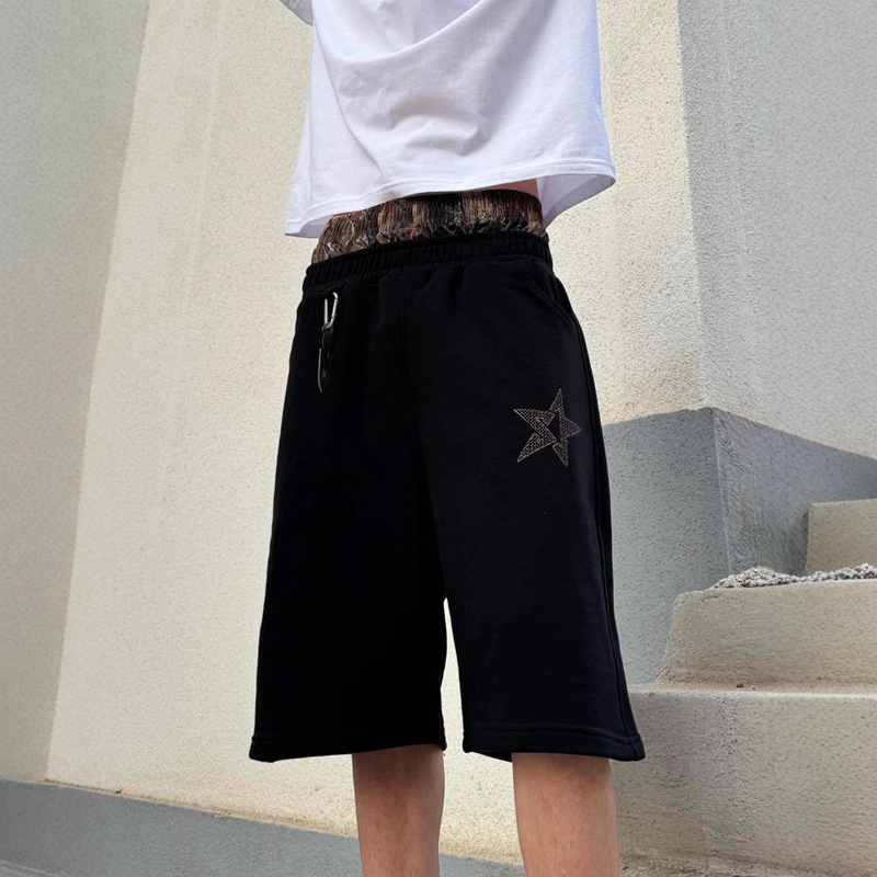 Trendy and Unique Autumn and Winter Y2K Retro Patchwork Five-Point Star Print Fashion Sports Style Unisex Shorts Wholesale
