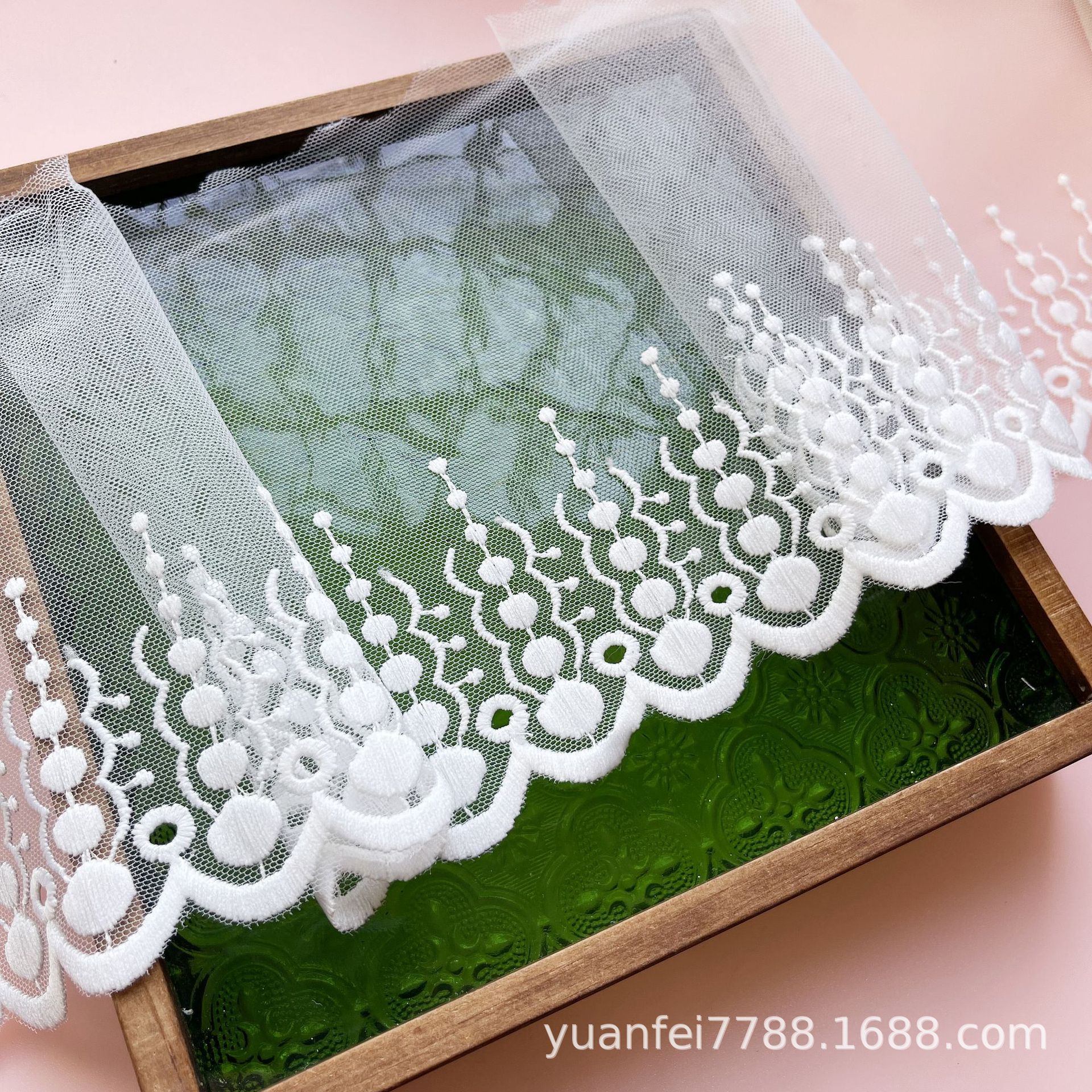 牛奶丝打孔圆点糖葫芦形状长串刺绣花边蕾丝