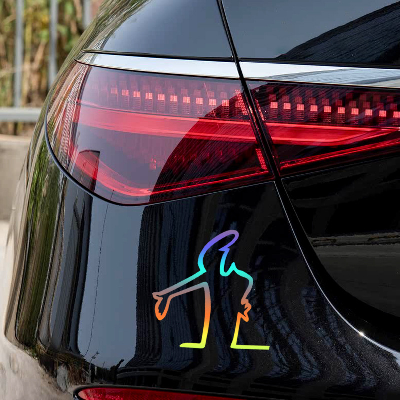 Decorazione per auto con incisione creativa personalizzata, raffigurante un omino dei cartoni animati, riflettente, per veicoli elettrici e motociclette._voghion.com