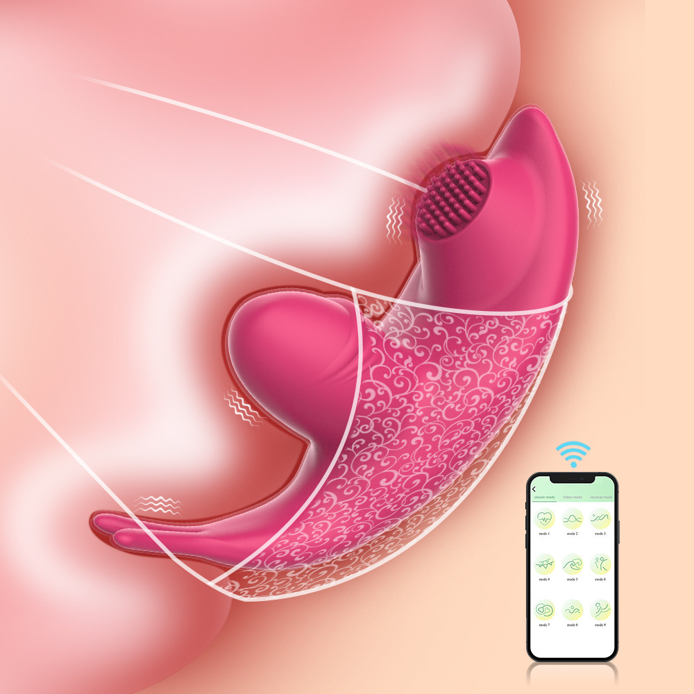 Eva Wearable Vibrator with App Control, Tongue-Licking Brush Head, Purple Silicone — detail image 3