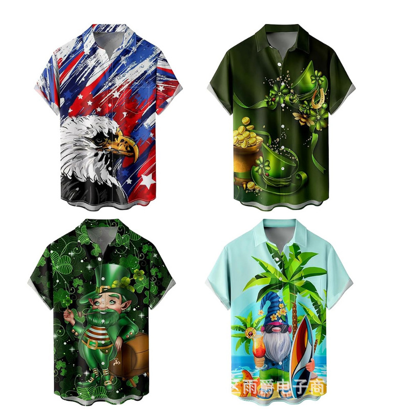 Hawaiian shirt men's loose short sleeve men's beach shirt vacation leisure shirt 3d printing source manufacturers