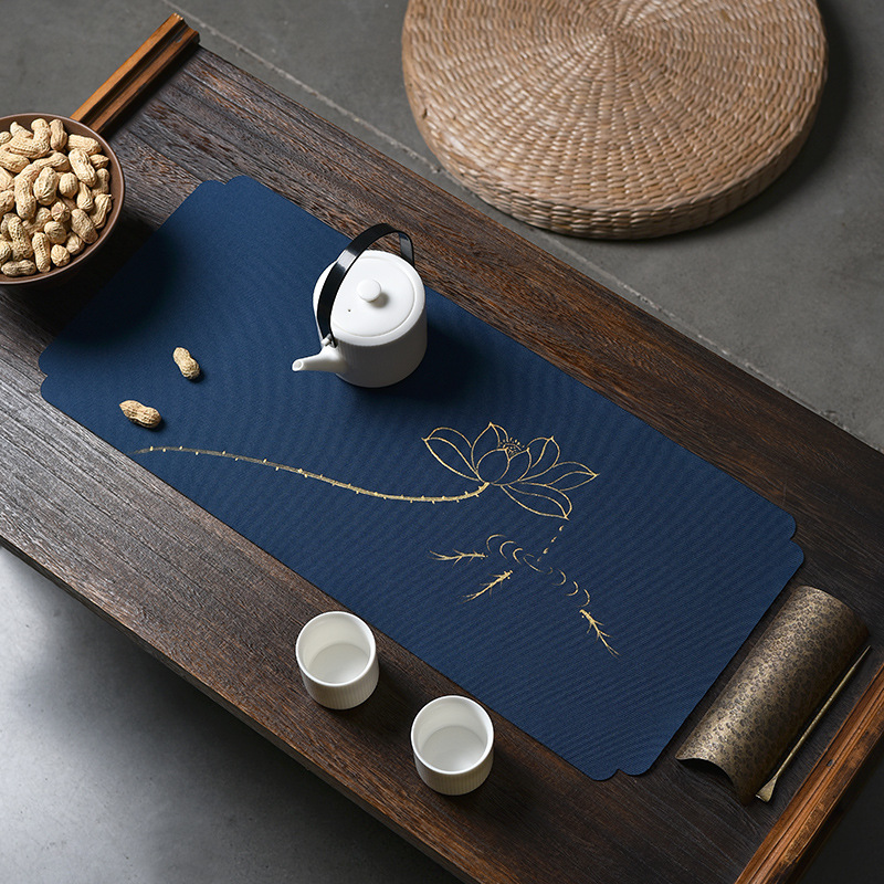 Alfombra de té seca pintada a mano impermeable estera de aislamiento de tela zen mantel de gama alta ceremonia del té titular de la estera corredor de la mesa estera de la placa de té