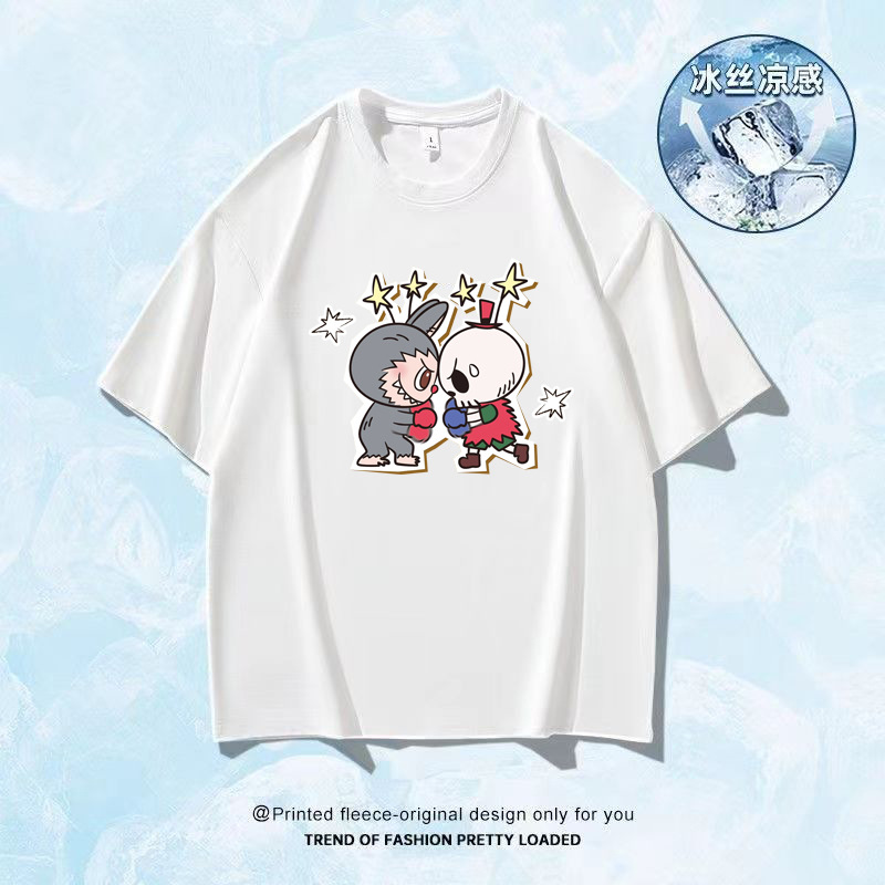 2026 helado seda camiseta impresa de manga corta logotipo grande ropa de trabajo DIY ropa de trabajo impresa de cuello redondo camiseta