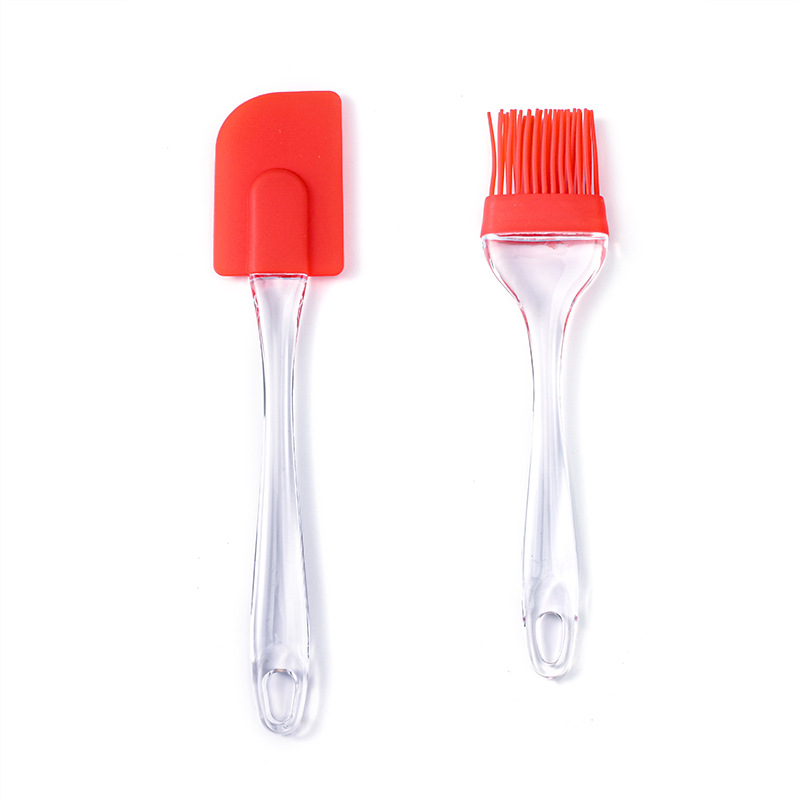[레드] 대형 투명 핸들 분할 오일 브러시 스크레이퍼 2 피스 세트