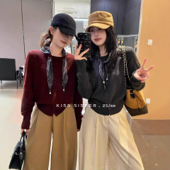 6115小李气质通勤百搭丝巾设计针织上衣-不退换