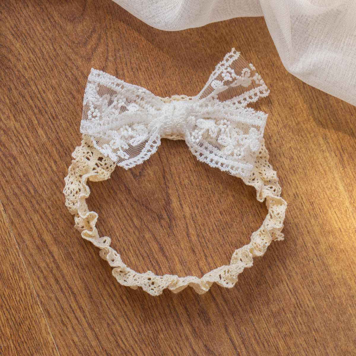 Korean Style Children's Hair Accessories Baby Hair Band Bow Baby Headwear One-year-old Photo Headflower Princess White Lace